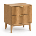 Fluted 2-Drawer Nightstand, Natural Oak Look