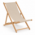 Wood-Frame Folding Sling Deck Chair, Sand Beige