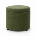 Round Storage Ottoman with Lift-Off Lid, Moss Green