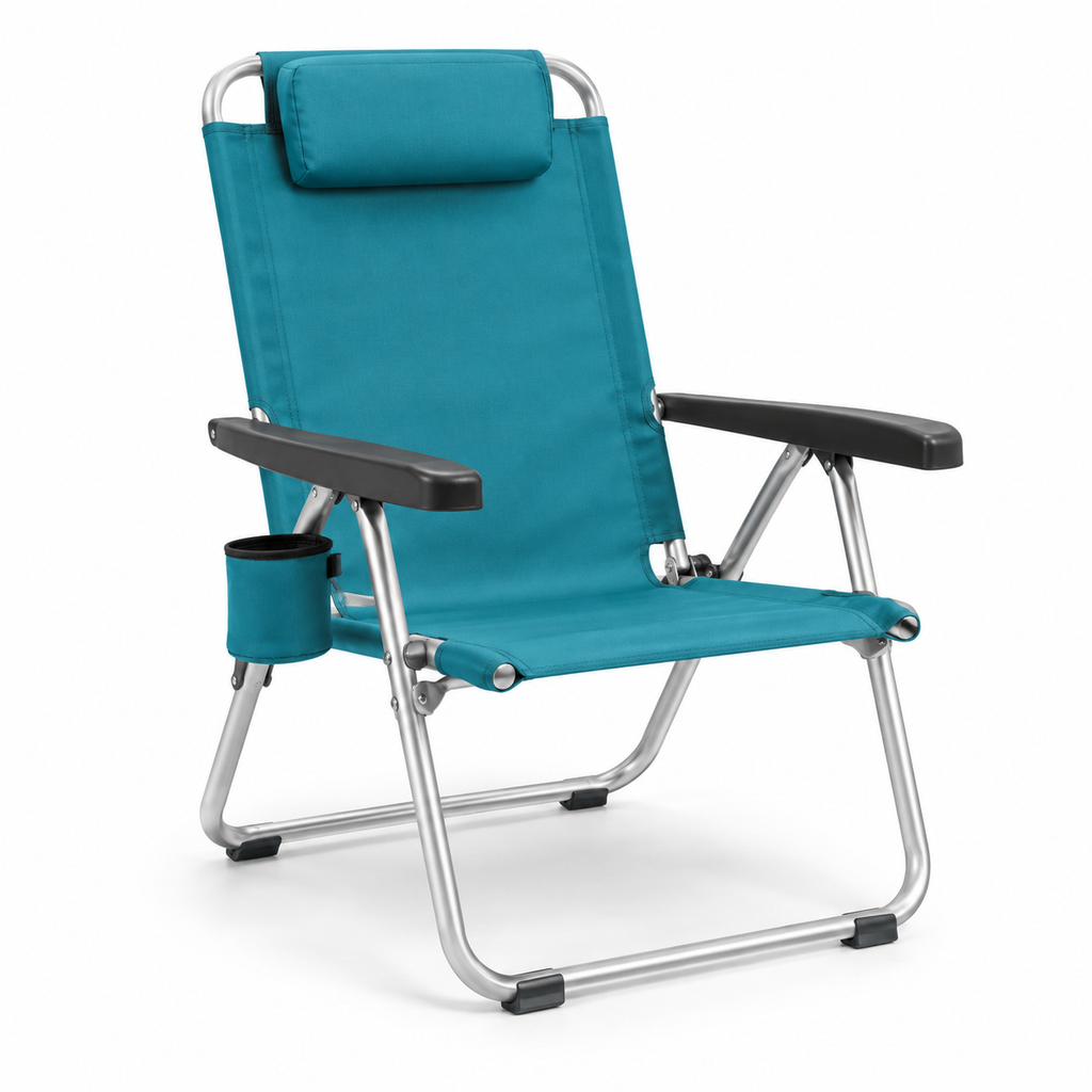 High-Seat Folding Beach Chair, Teal