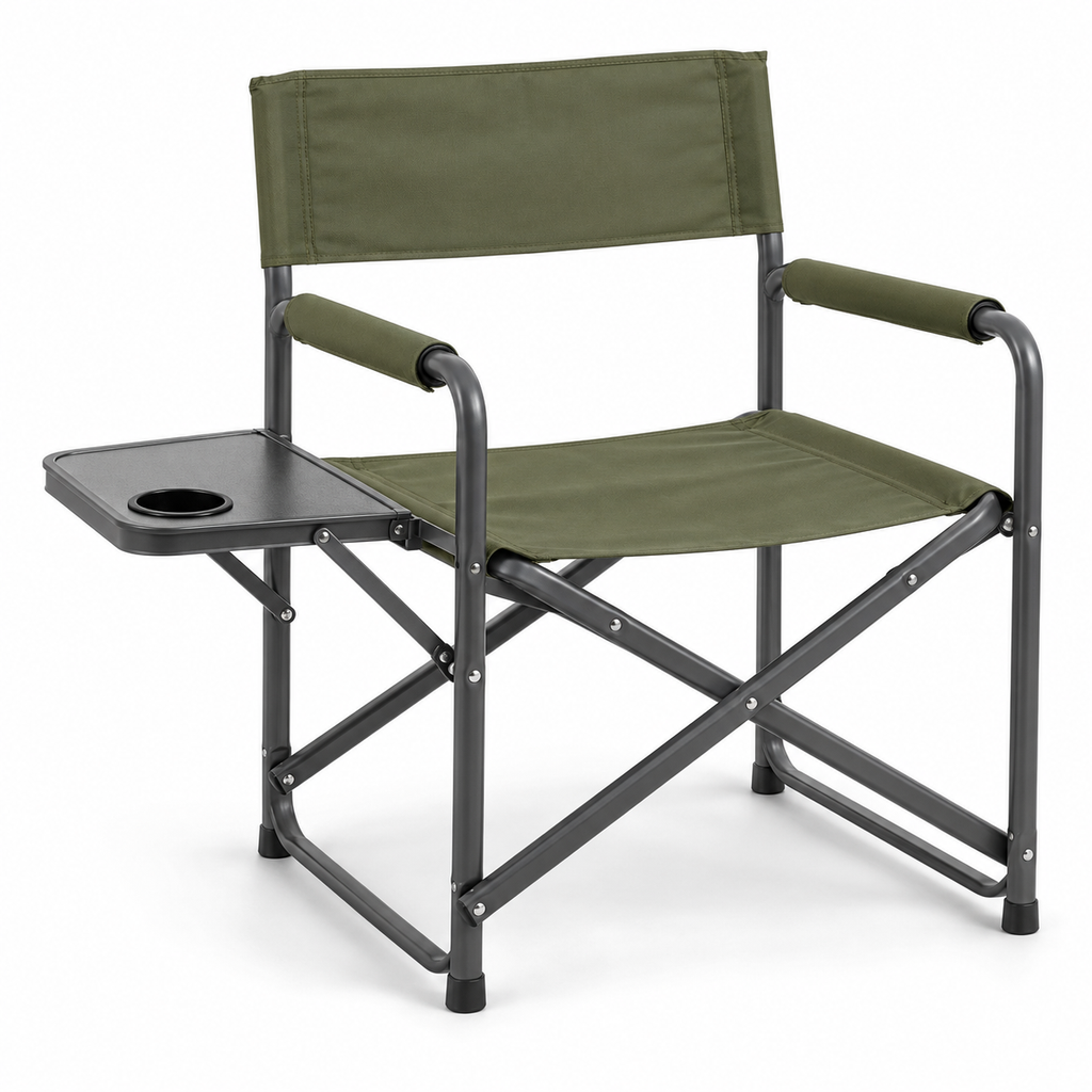 Folding Director Chair with Side Table, Olive