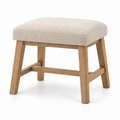 Upholstered Wood Vanity Stool, Oatmeal